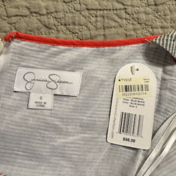 NWT Jessica Simpson 50's Style Pinstriped Dress Size 6 - Picture 5 of 5